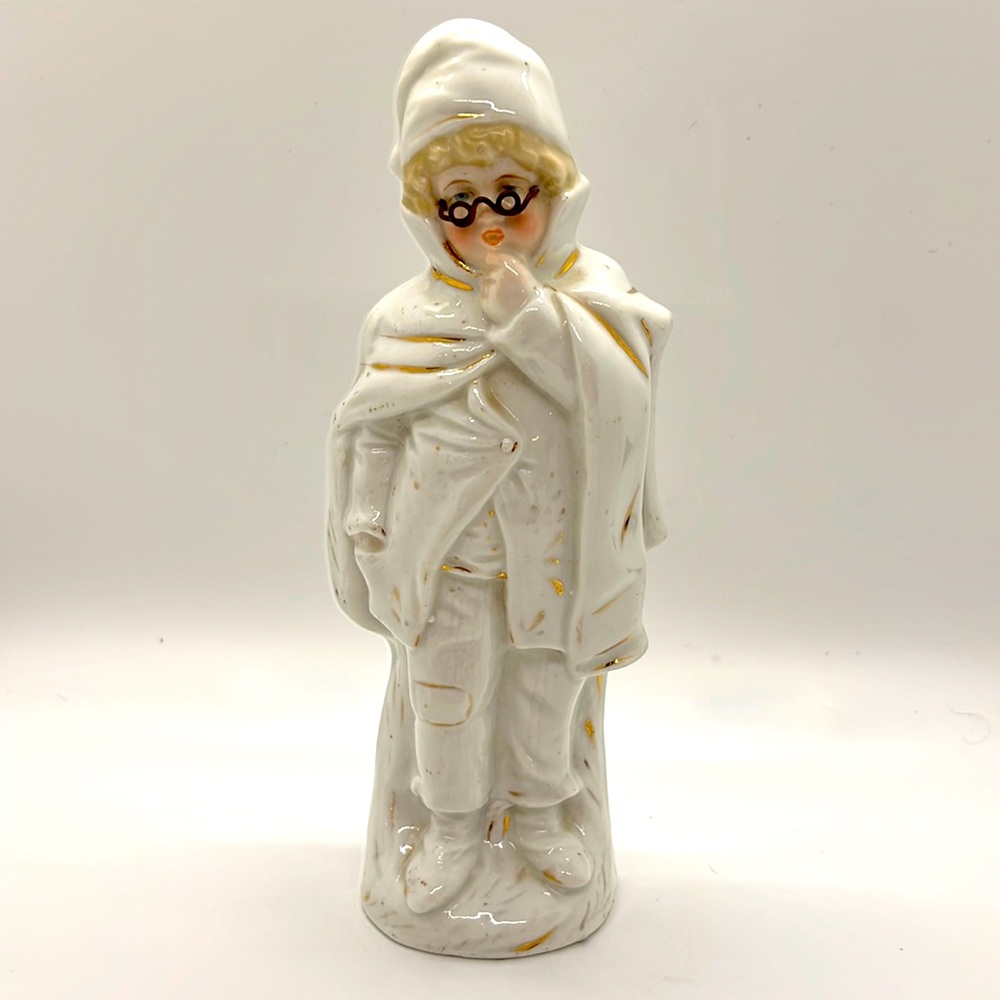 Antique German Porcelain Sweet Faced Curious Boy Figurine